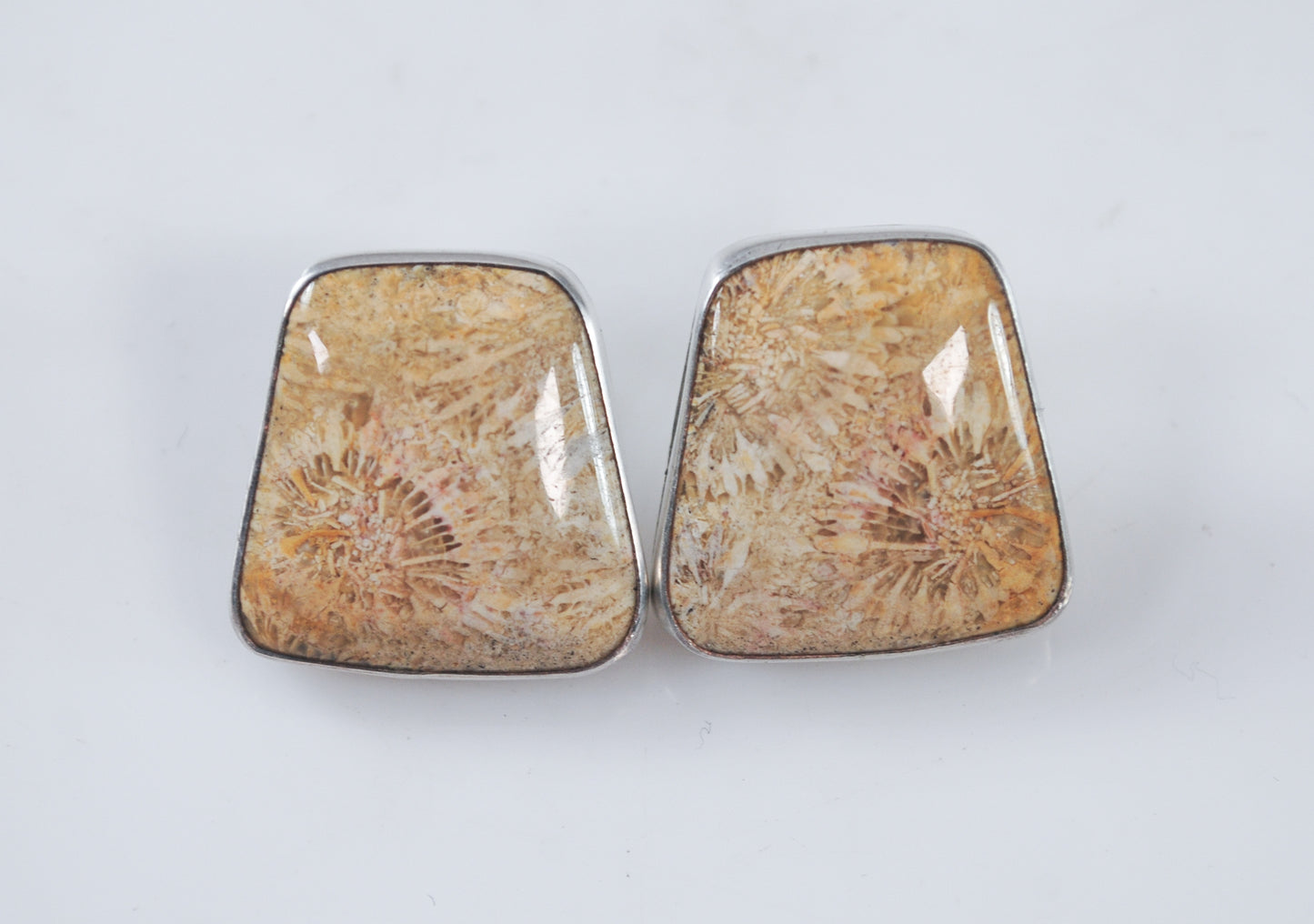 Sunwest Sterling Silver Fossilized Coral Earrings