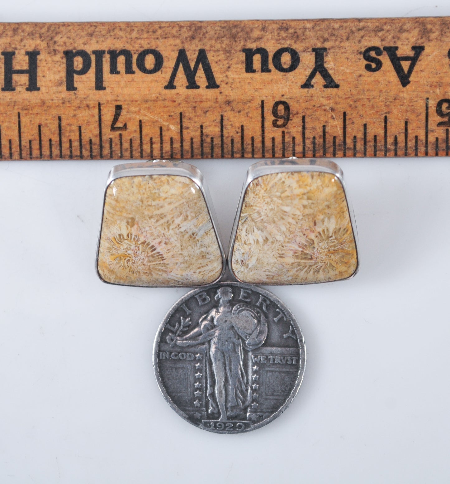 Sunwest Sterling Silver Fossilized Coral Earrings