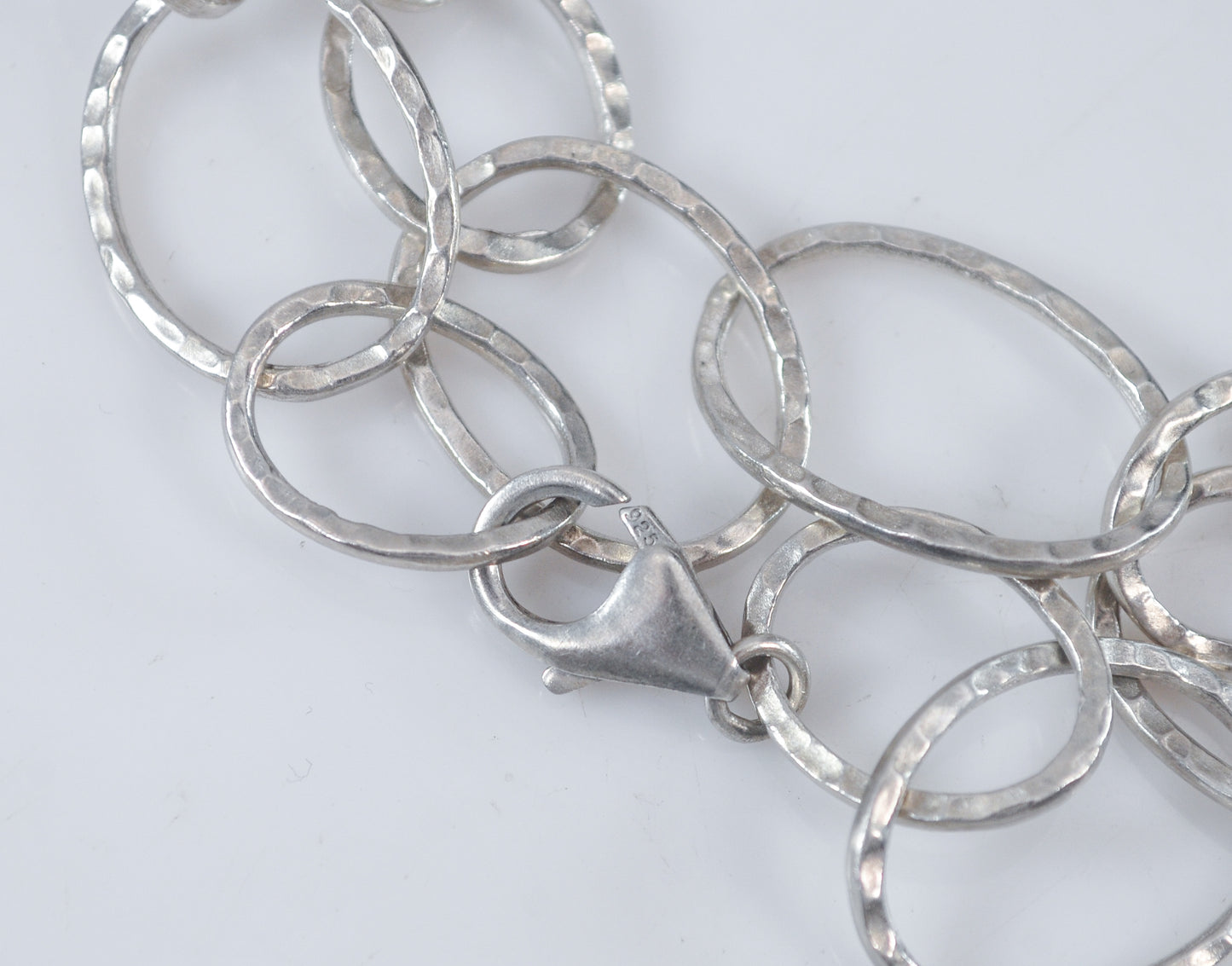 Sterling Silver Hammered Link Necklace, 39 Grams