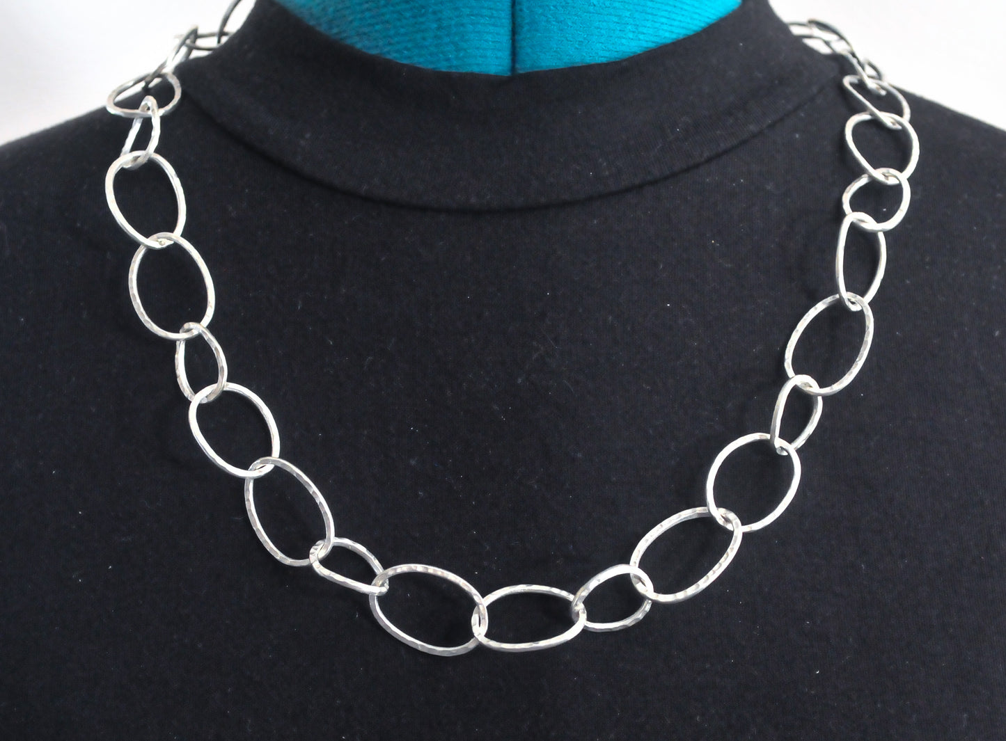 Sterling Silver Hammered Link Necklace, 39 Grams