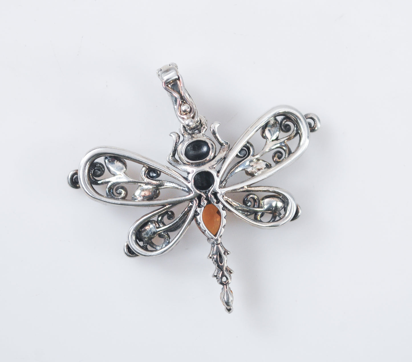 Barbara Bixby Sterling Silver 18K Gold Citrine Dragonfly Enhancer Pendant