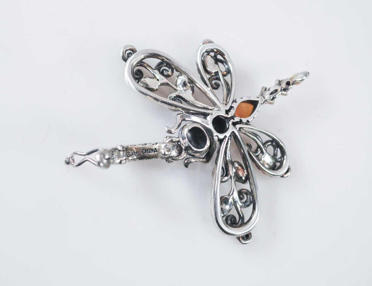 Barbara Bixby Sterling Silver 18K Gold Citrine Dragonfly Enhancer Pendant