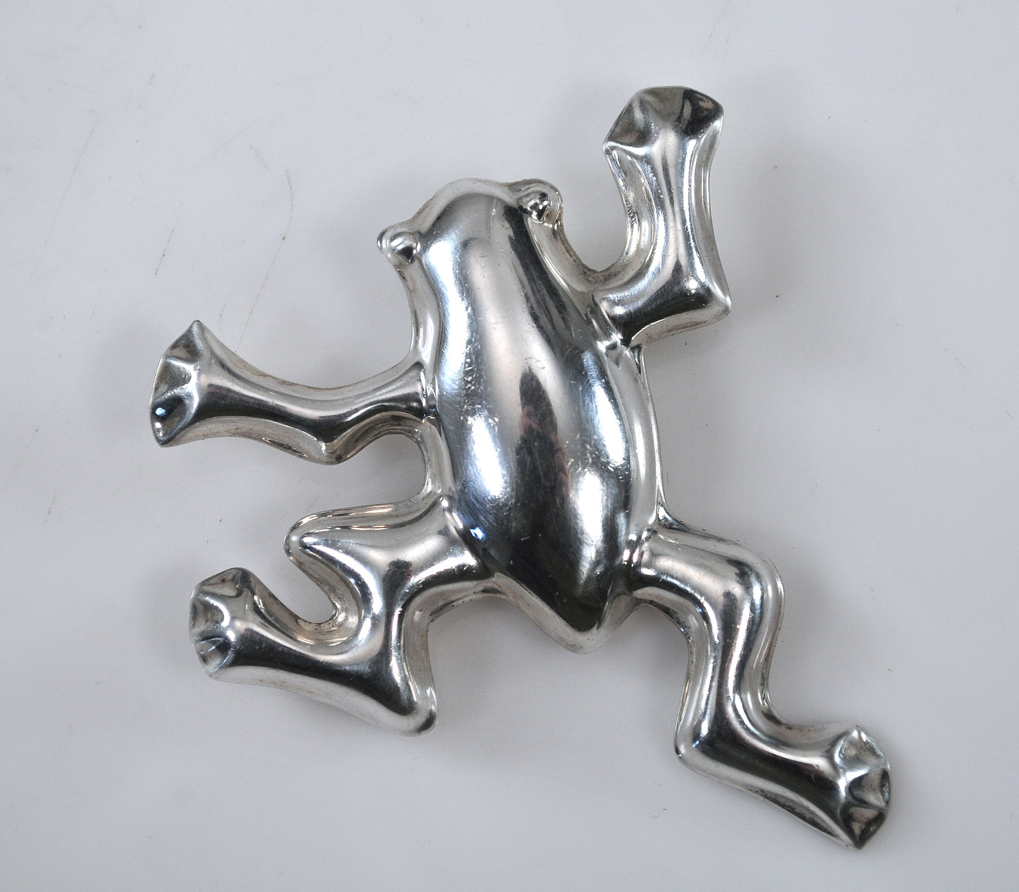 Large Sterling Silver Frog Brooch