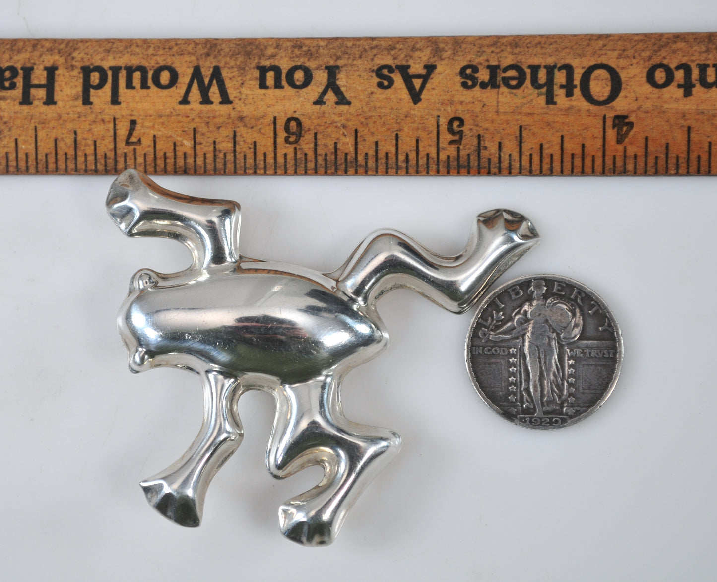 Large Sterling Silver Frog Brooch