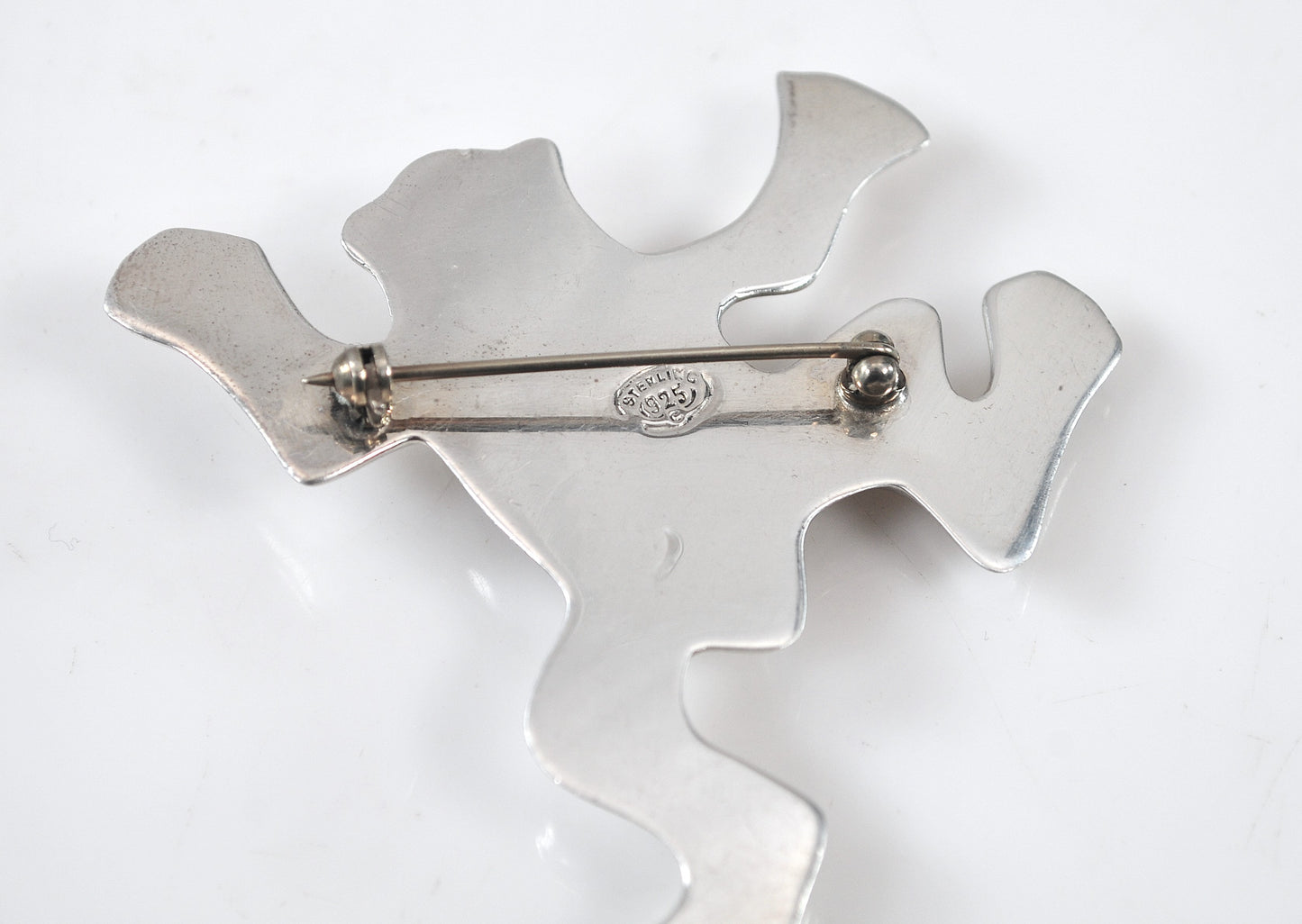 Large Sterling Silver Frog Brooch