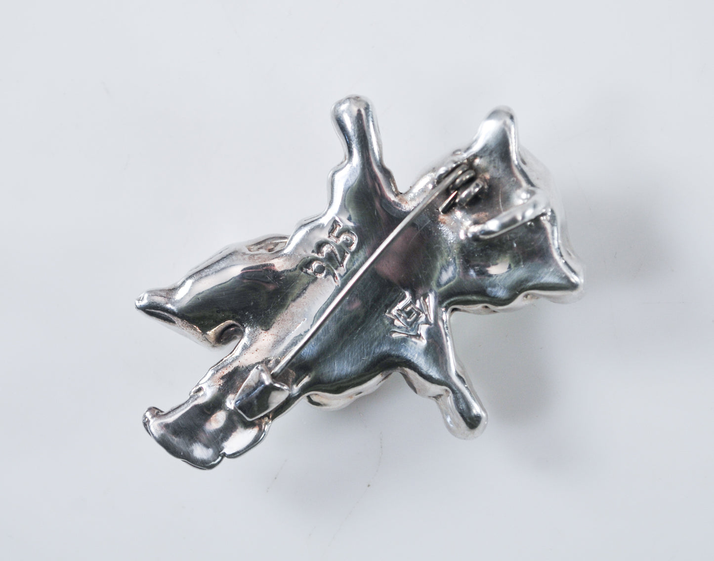 Cute Signed Sterling Silver Bear Brooch