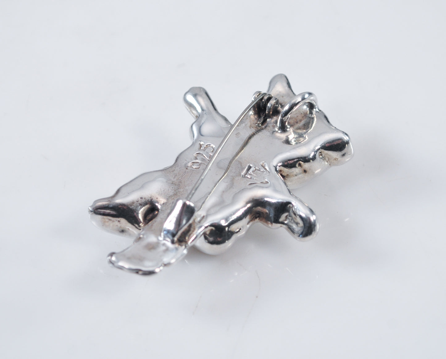 Cute Signed Sterling Silver Bear Brooch