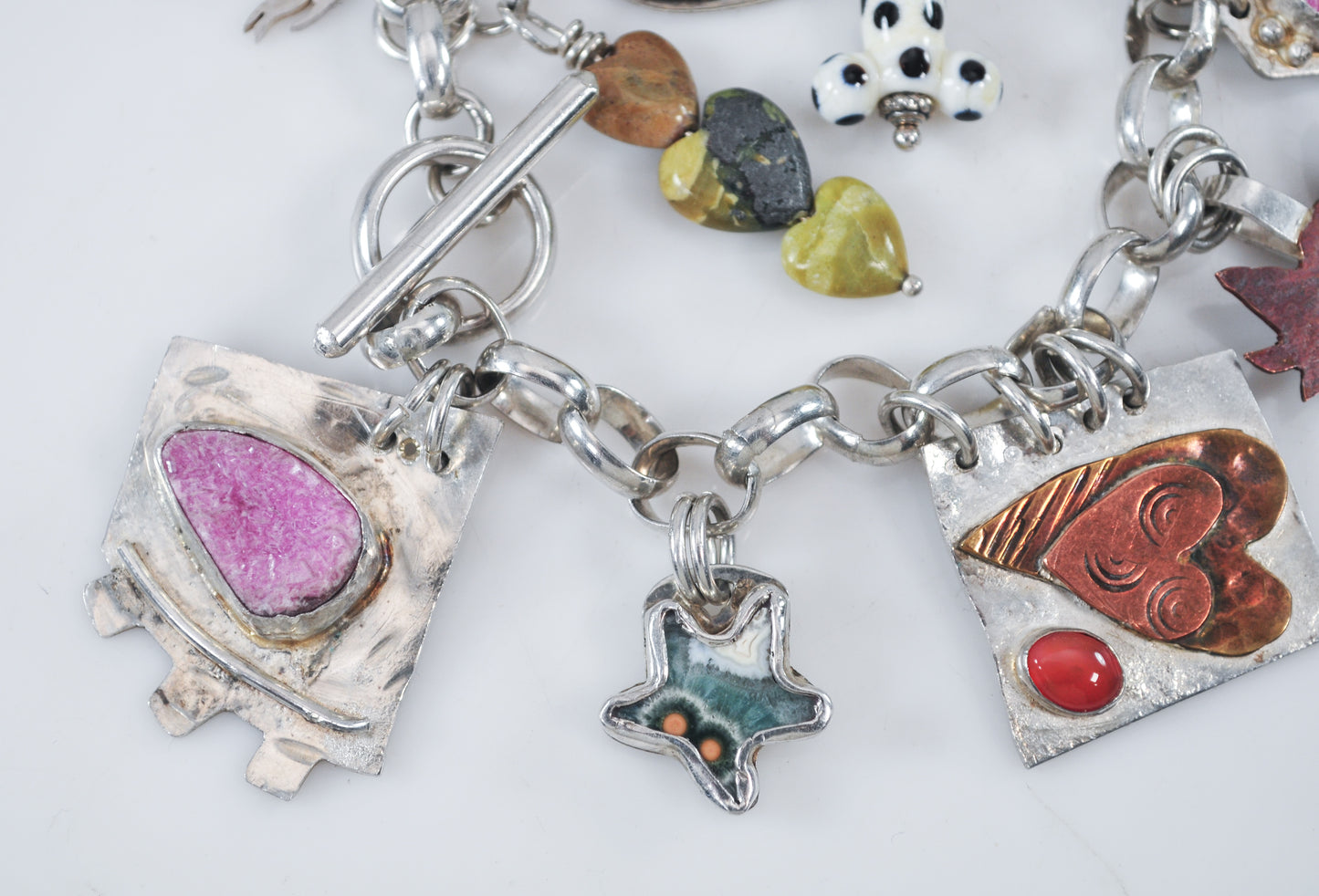 Artisan Handmade Sterling Silver Charm Bracelet