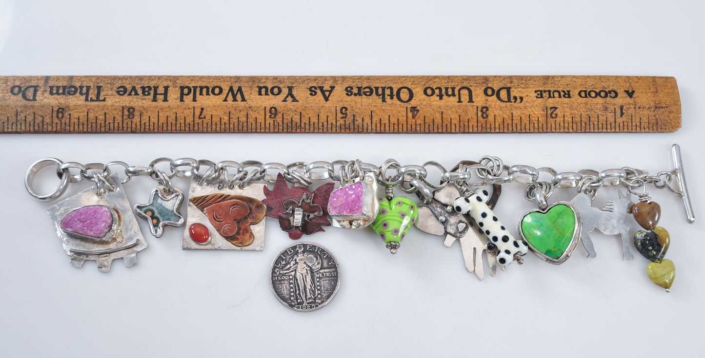 Artisan Handmade Sterling Silver Charm Bracelet