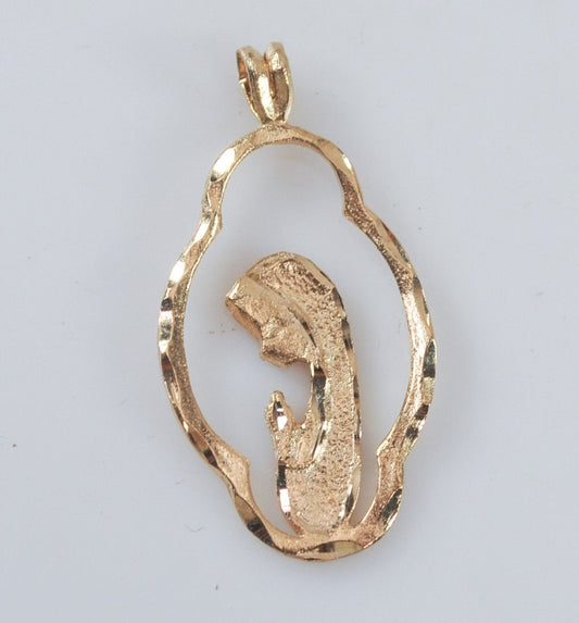 14K Gold Blessed Mother Mary Pendant