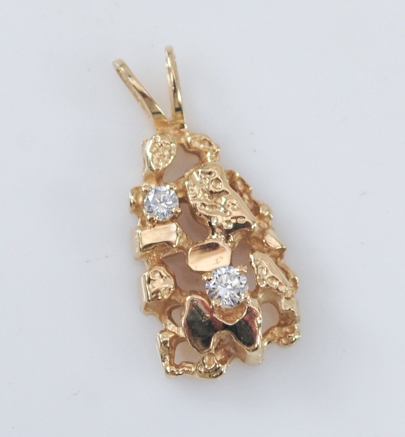 14K Gold Diamond Nugget Pendant