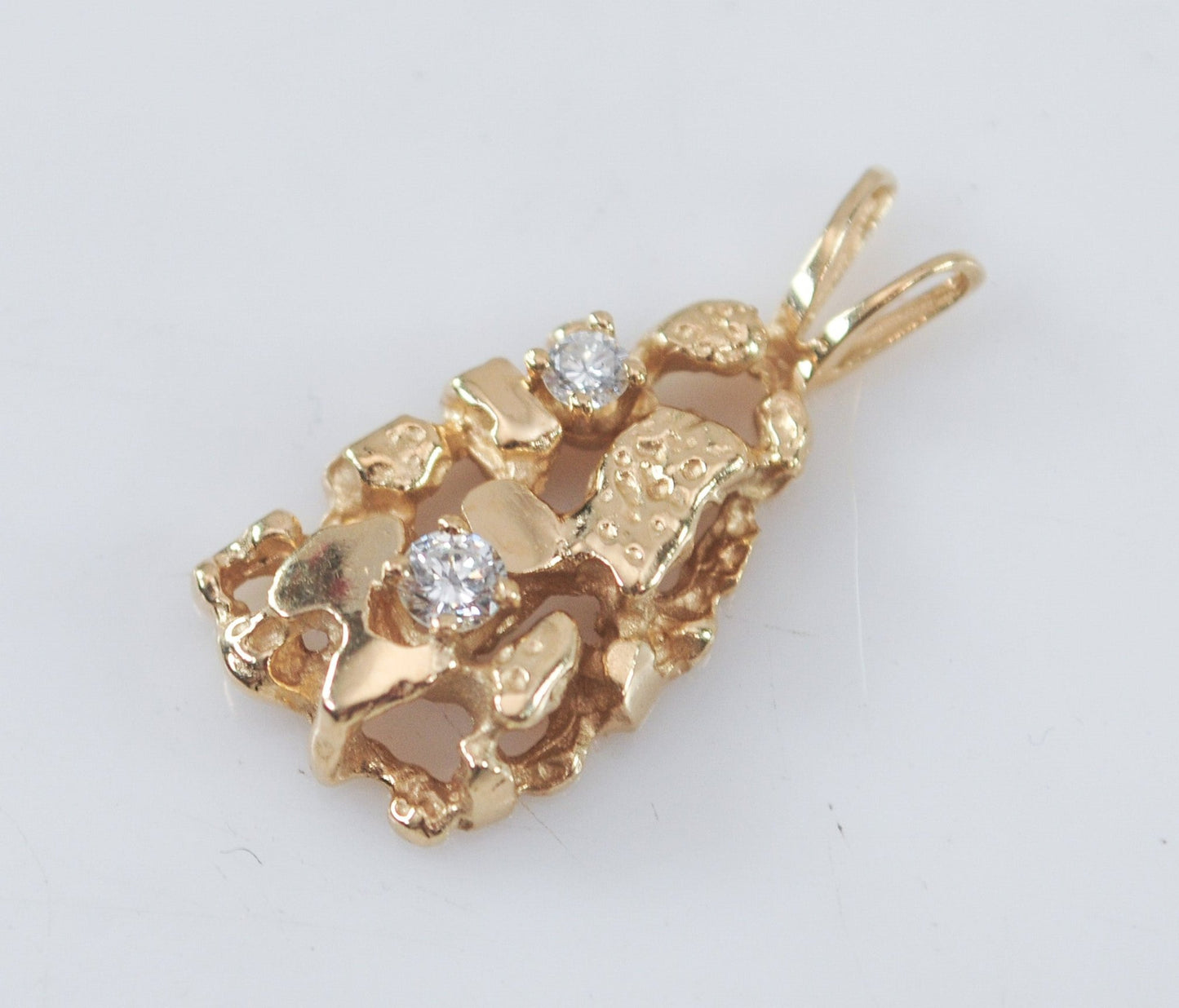 14K Gold Diamond Nugget Pendant