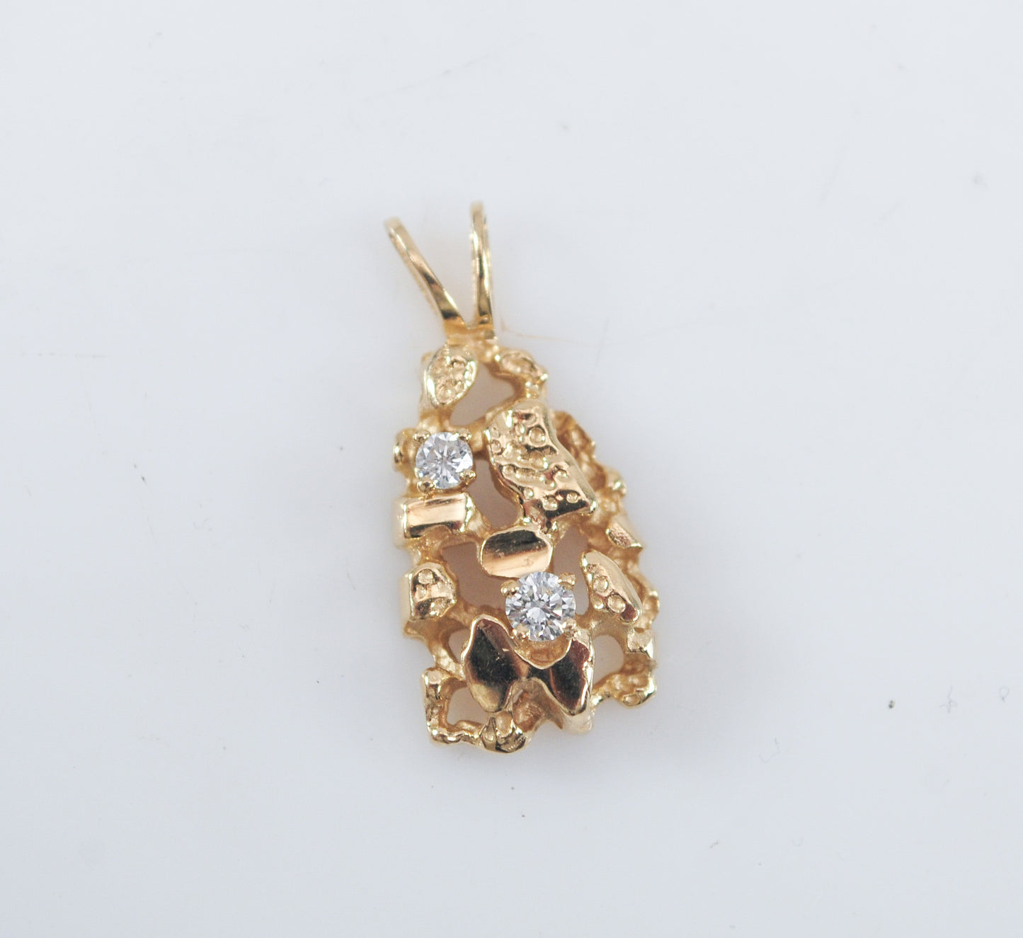 14K Gold Diamond Nugget Pendant