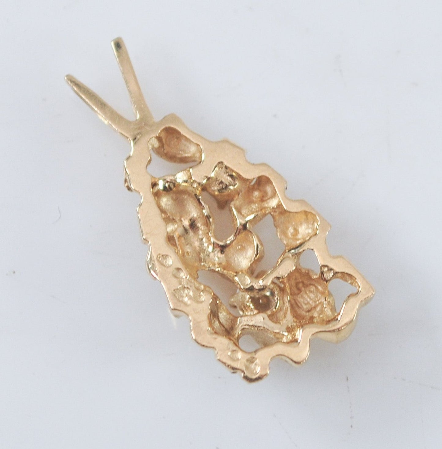 14K Gold Diamond Nugget Pendant