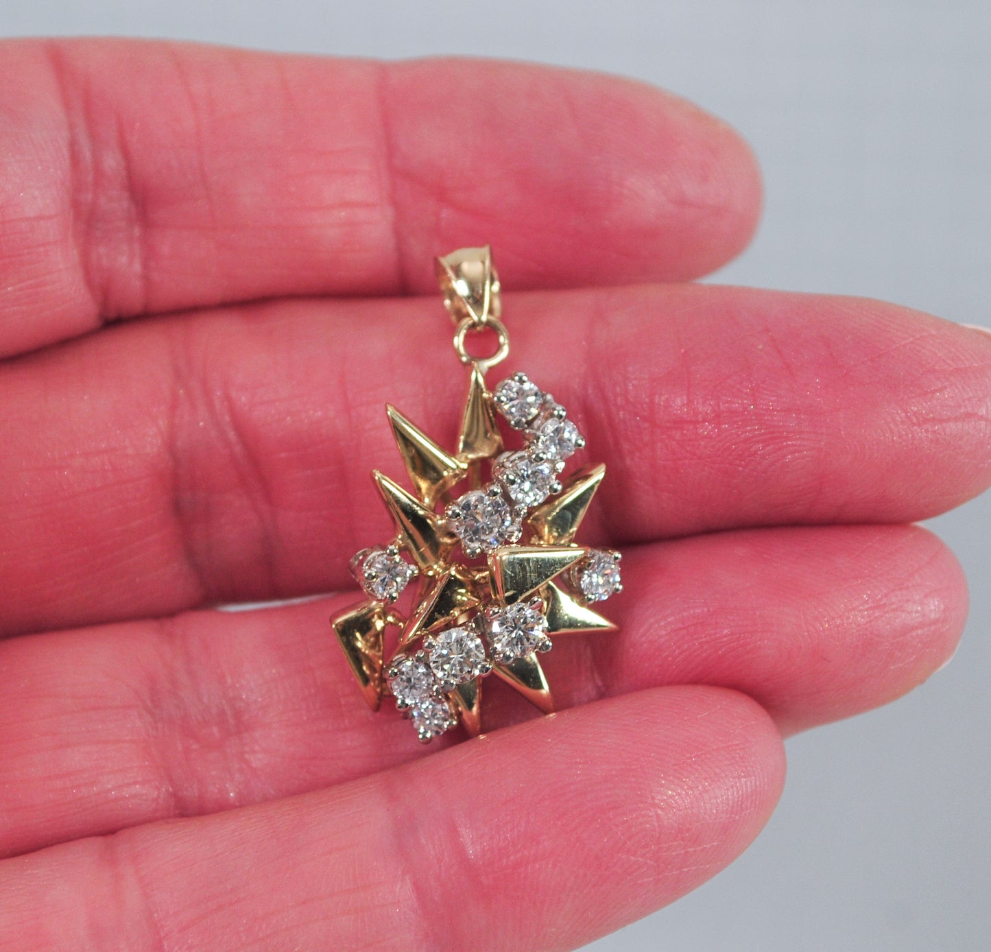 14K Gold Diamond Abstract Pendant