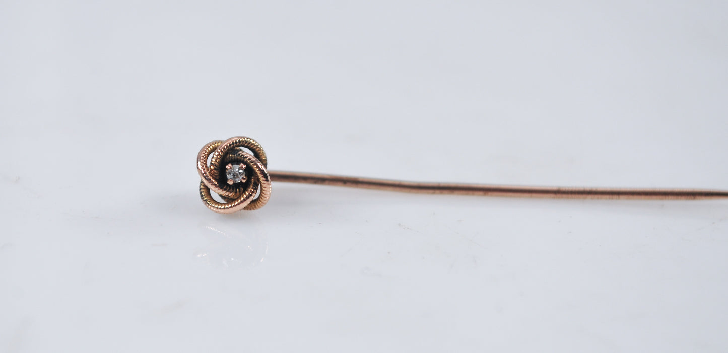 Antique Victorian 14K Gold Love Knot Stick Pin