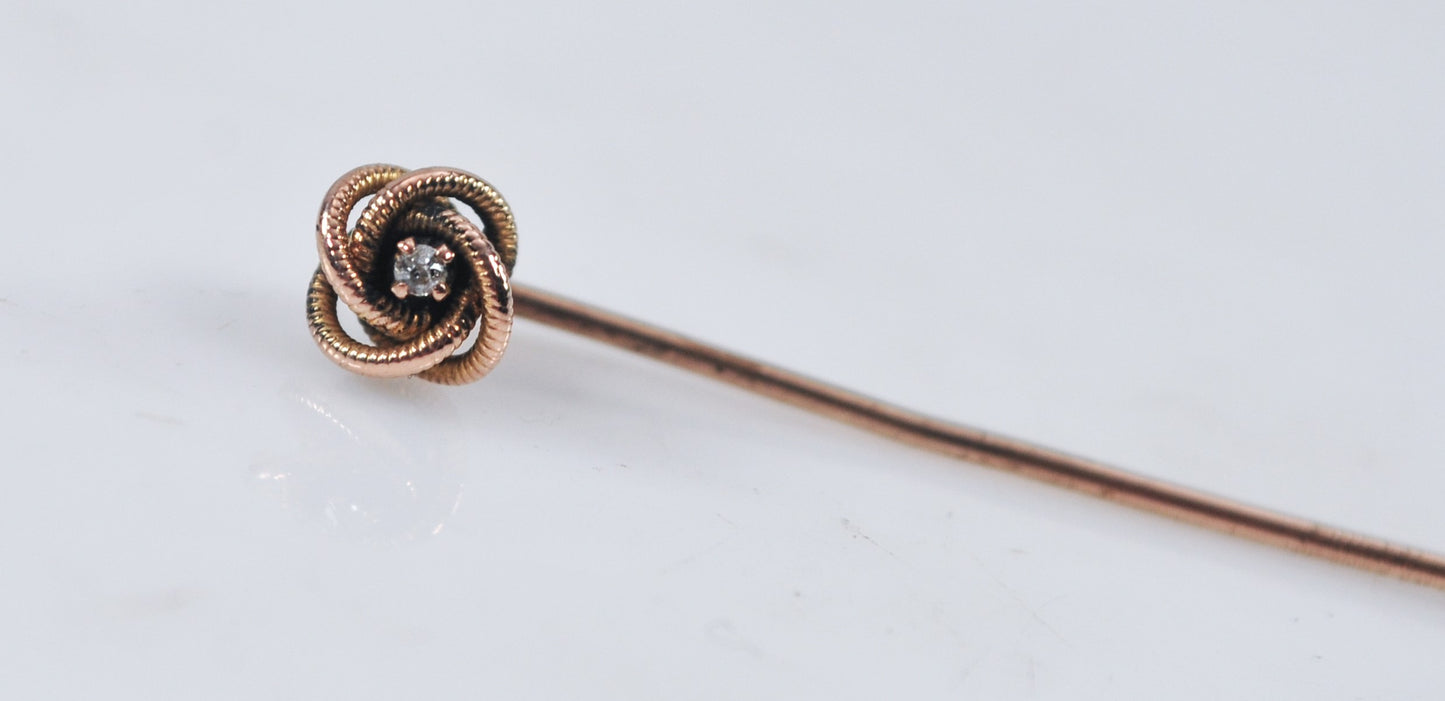 Antique Victorian 14K Gold Love Knot Stick Pin