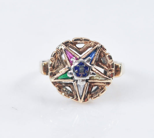 Vintage 10K Gold Eastern Star Ring