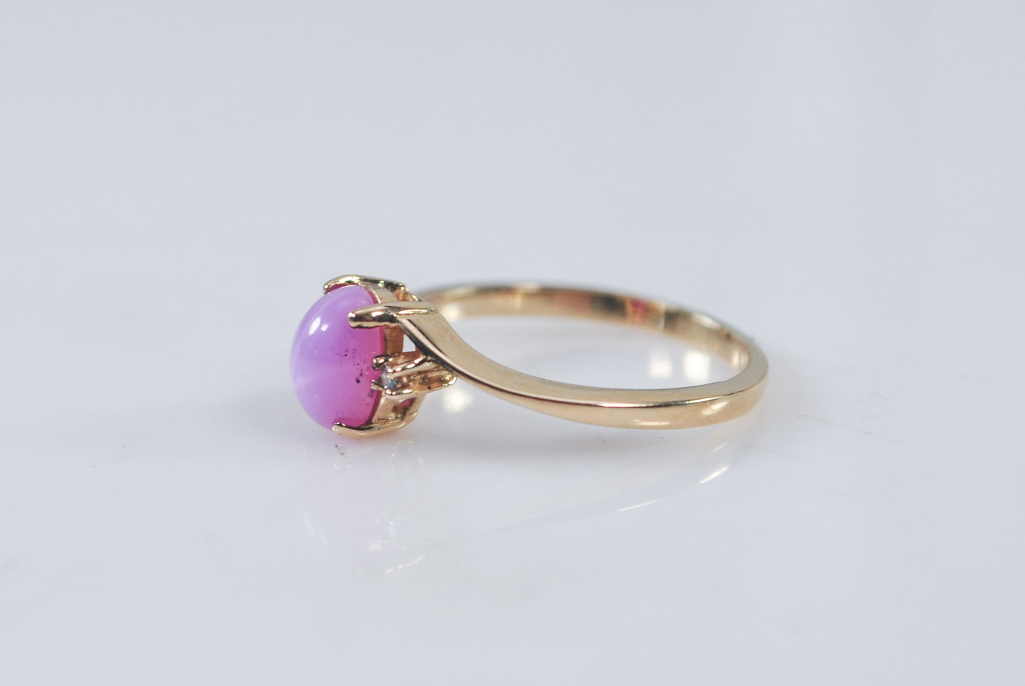 10K Gold Pink Star Sapphire Ring