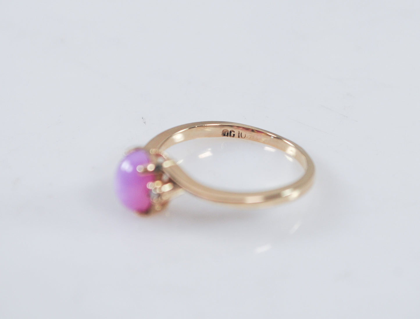 10K Gold Pink Star Sapphire Ring