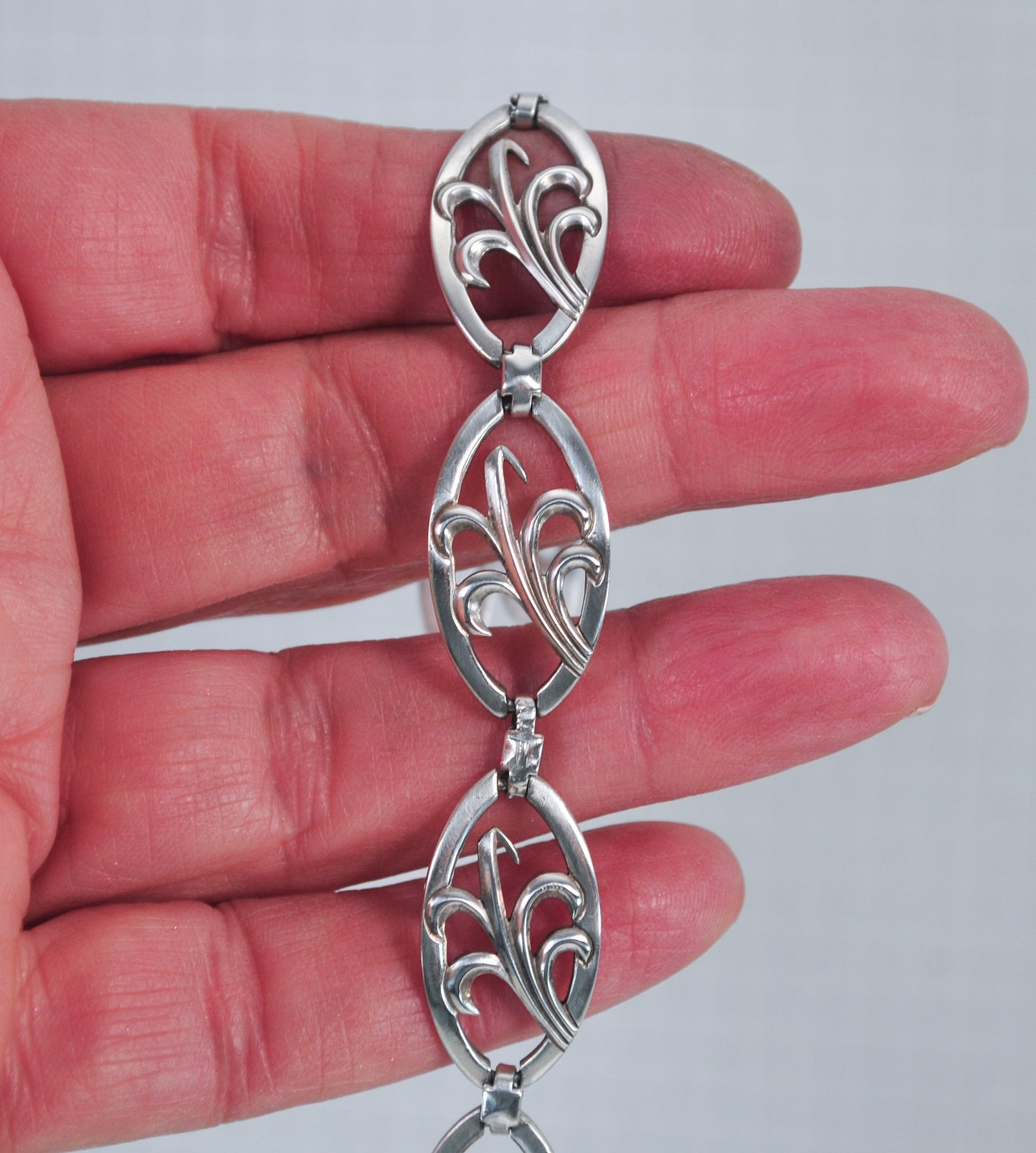 Vintage Signed Sterling Silver Wheat Link Bracelet