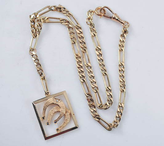 14K Gold Horseshoe Chain Fob