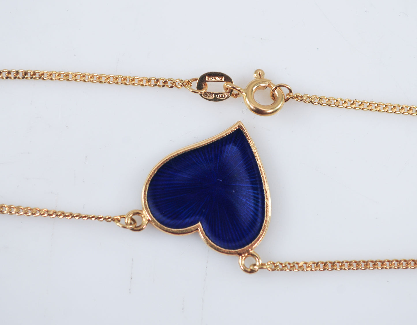 Fabor 18K Gold Blue Enamel Heart Choker Necklace