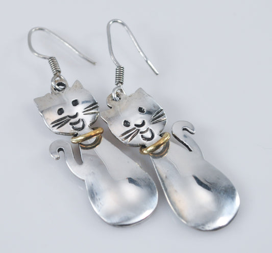 NOT AVAILABLE - Reserved for K - Vintage Taxco Sterling Silver Cat Earrings