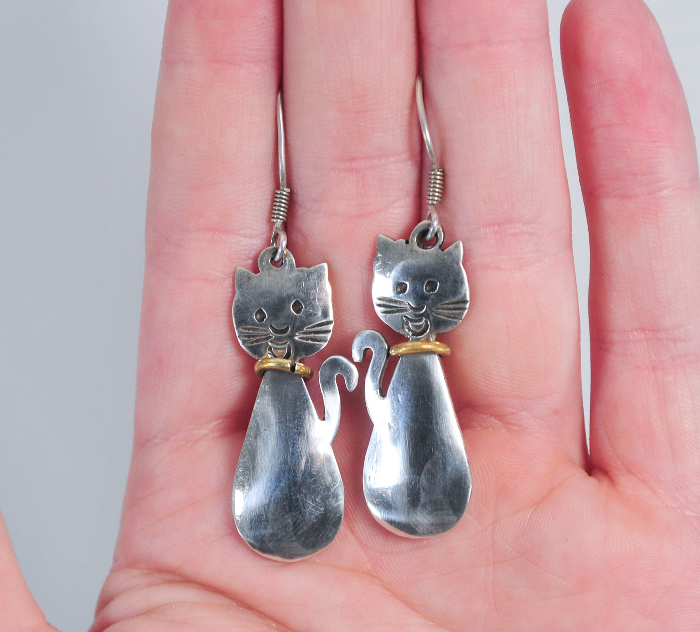 NOT AVAILABLE - Reserved for K - Vintage Taxco Sterling Silver Cat Earrings