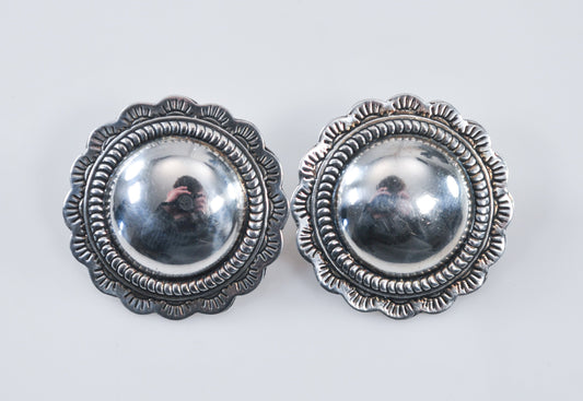 Vintage Sterling Silver Southwestern Concho Earrings