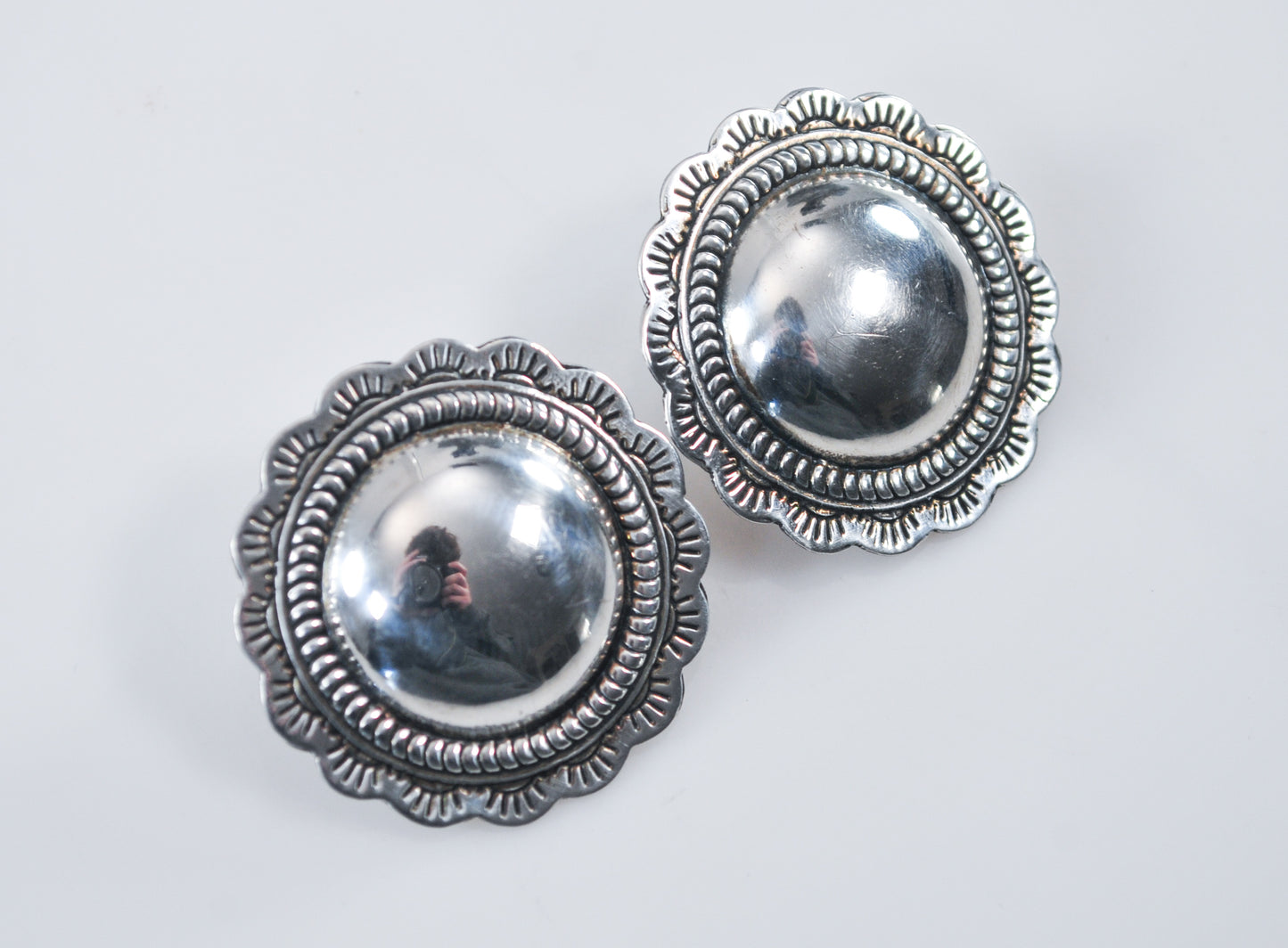 Vintage Sterling Silver Southwestern Concho Earrings