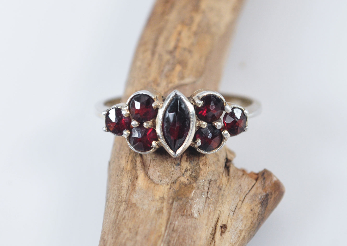 Antique 900 Silver Garnet Ring