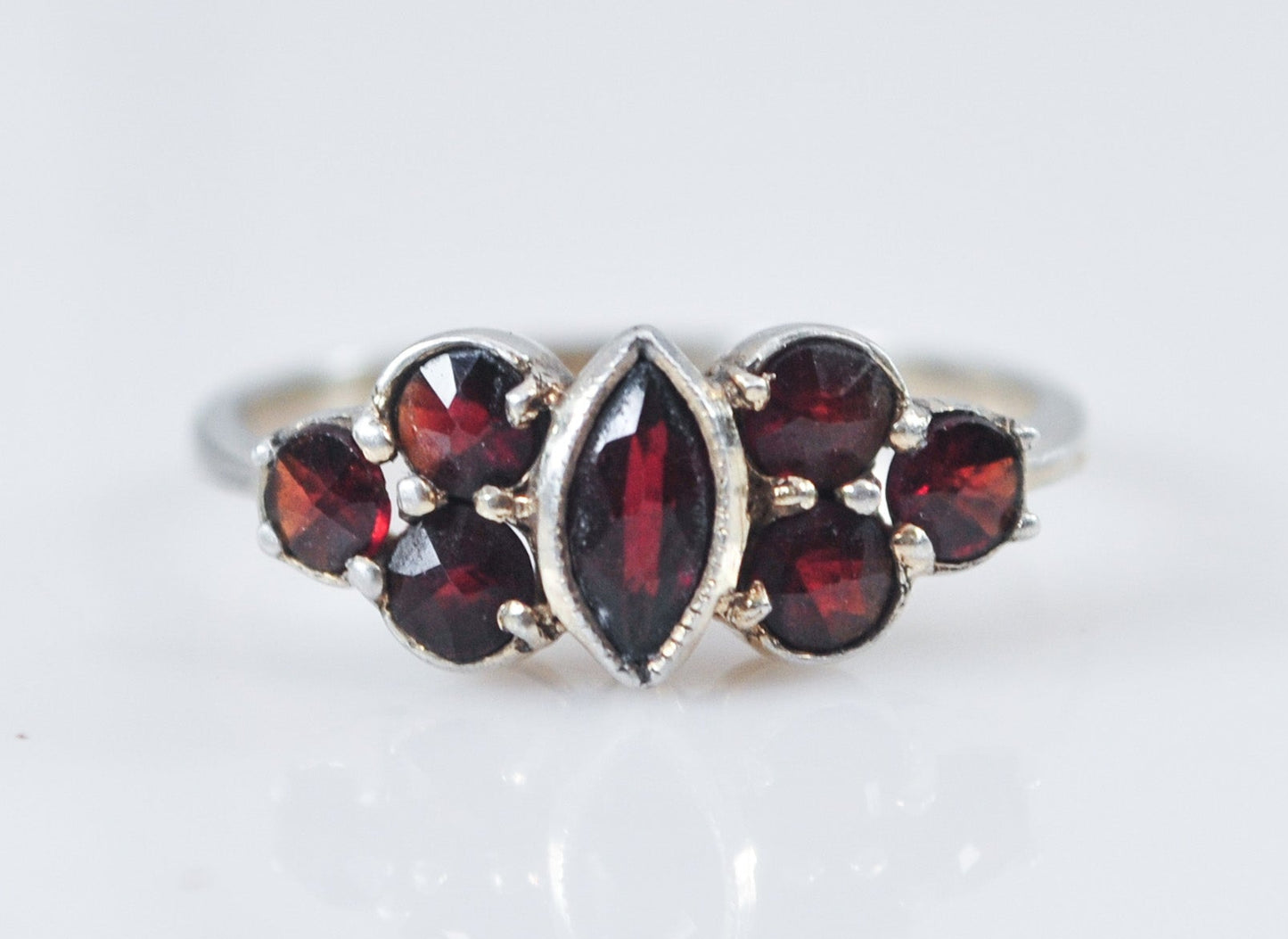 Antique 900 Silver Garnet Ring