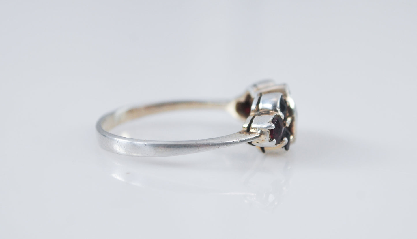 Antique 900 Silver Garnet Ring