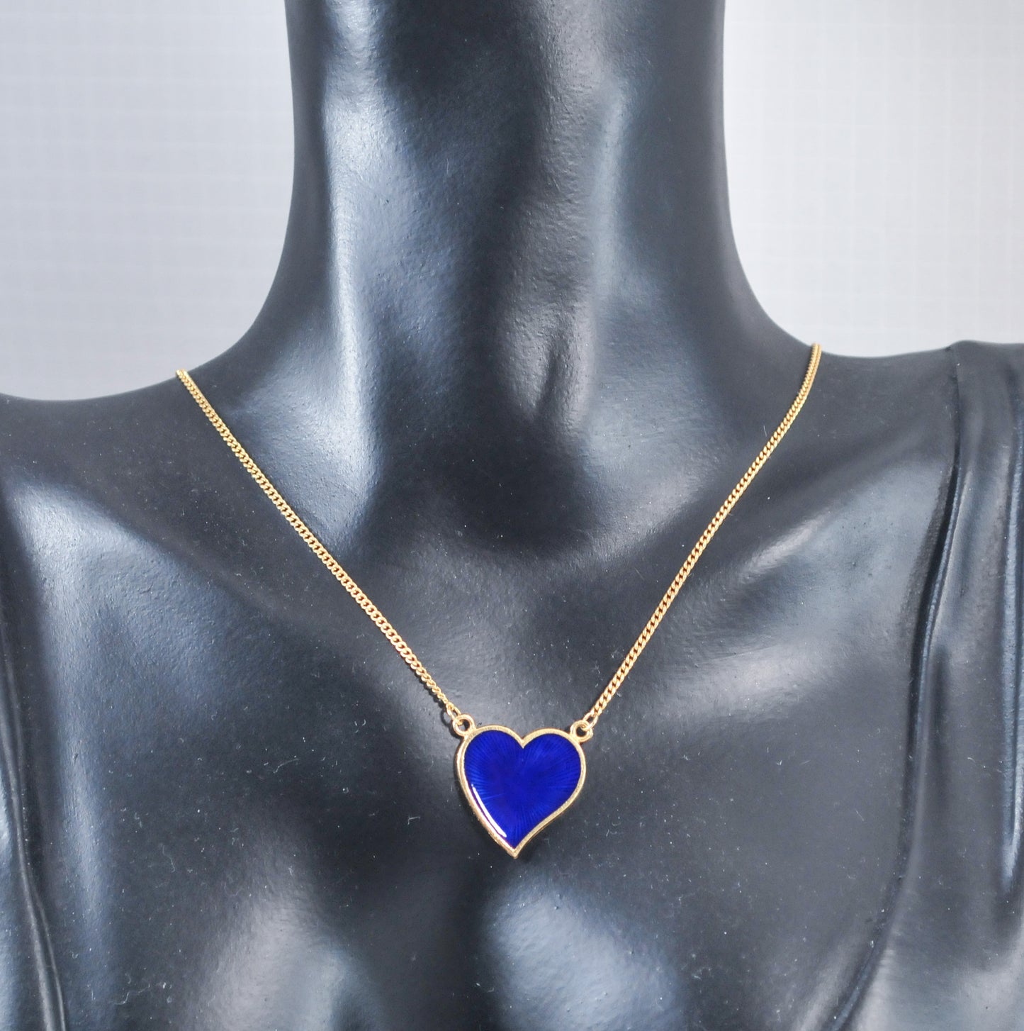 Fabor 18K Gold Blue Enamel Heart Choker Necklace