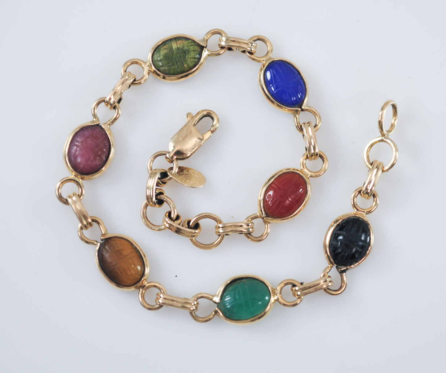 Vintage Carla 14K Gold Mini Scarab Bracelet