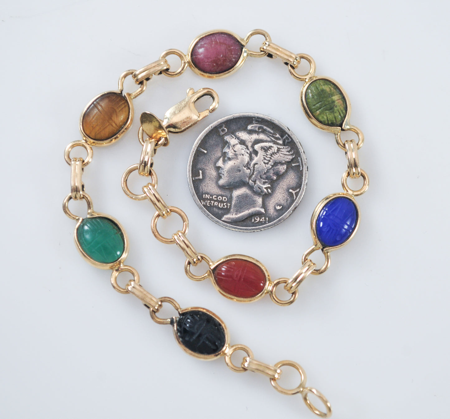 Vintage Carla 14K Gold Mini Scarab Bracelet