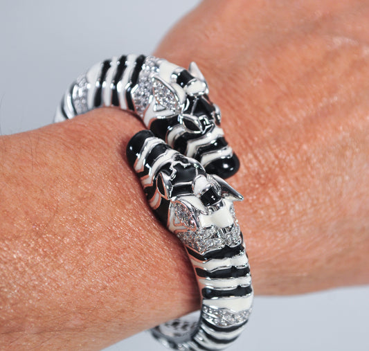 Designer Zebra CZ Bangle Bracelet