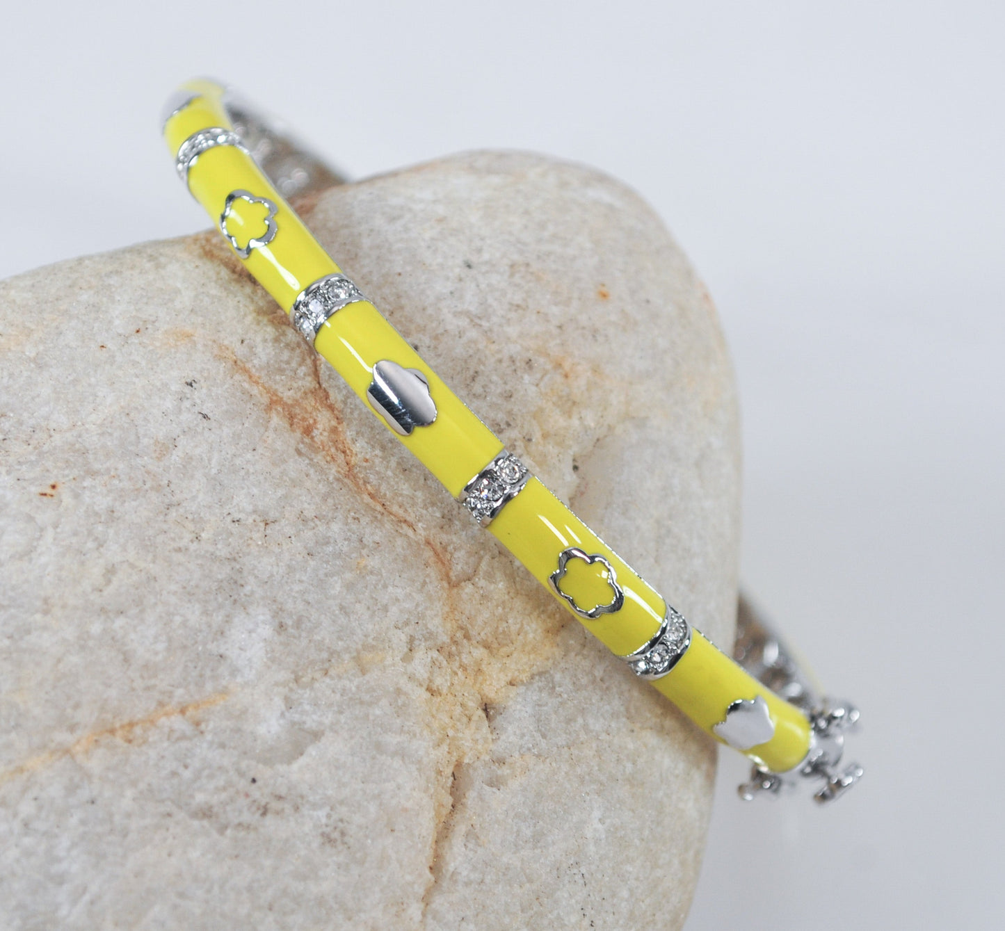 Designer Yellow Enamel CZ Bangle Bracelets