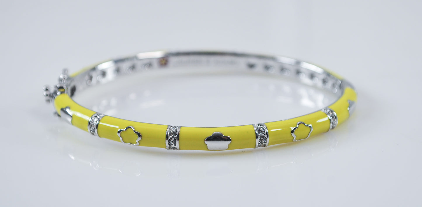 Designer Yellow Enamel CZ Bangle Bracelets