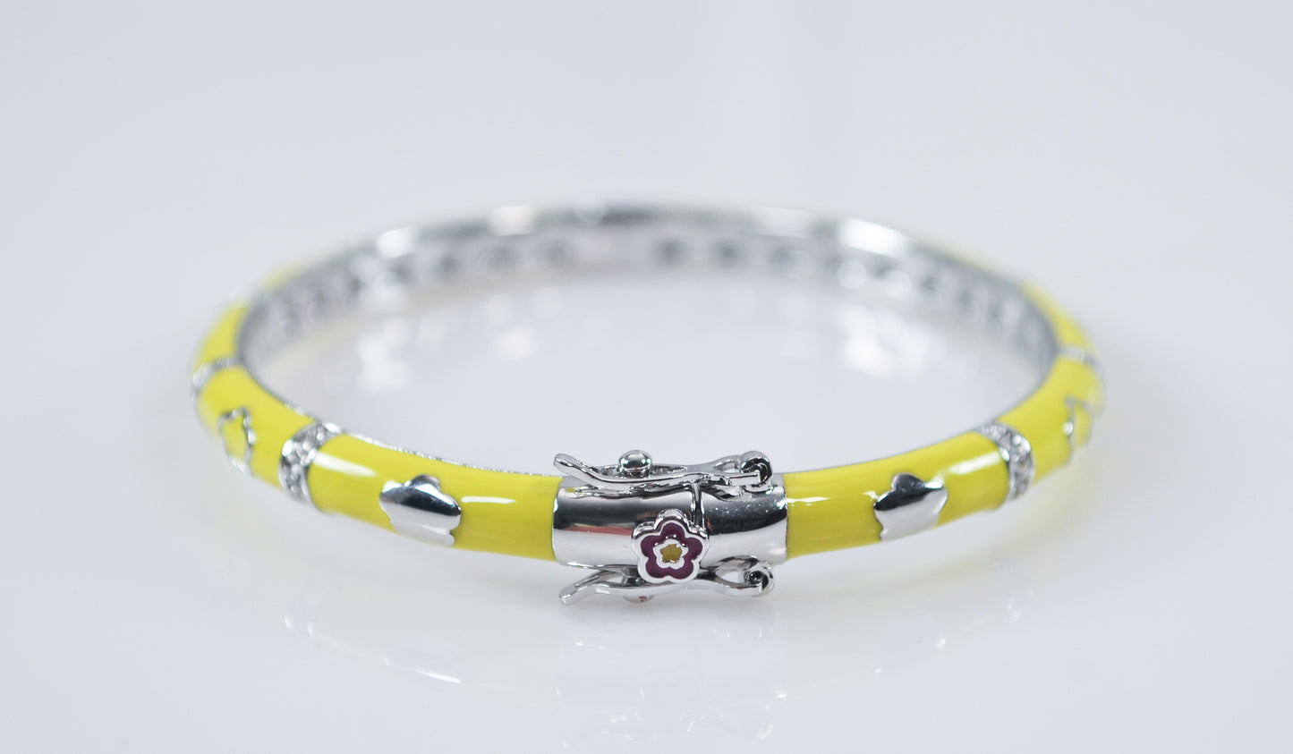 Designer Yellow Enamel CZ Bangle Bracelets