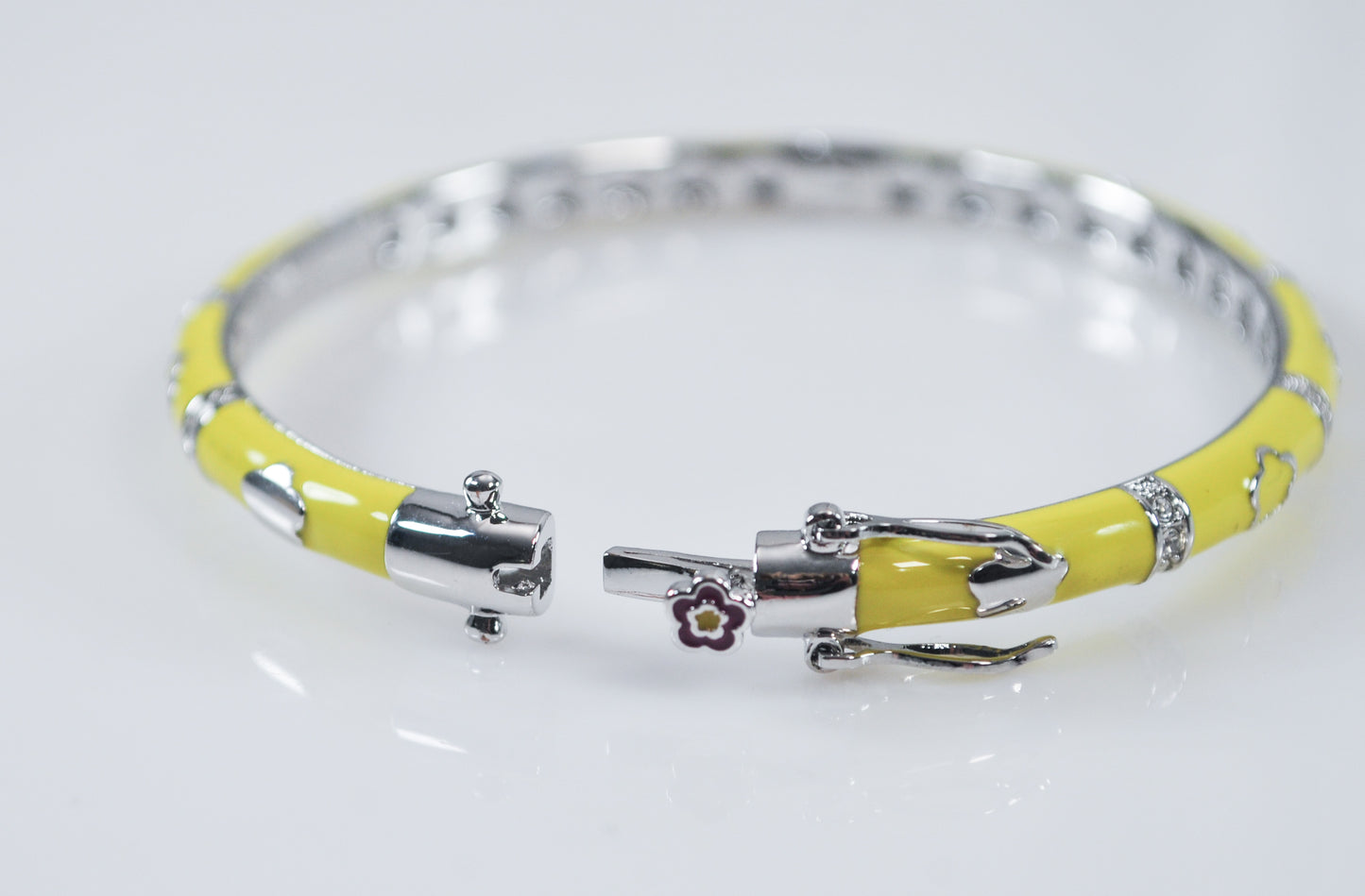 Designer Yellow Enamel CZ Bangle Bracelets