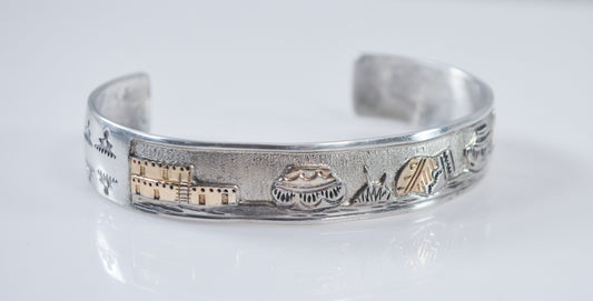 Wilson Tsosie Sterling Silver Storyteller Cuff Bracelet