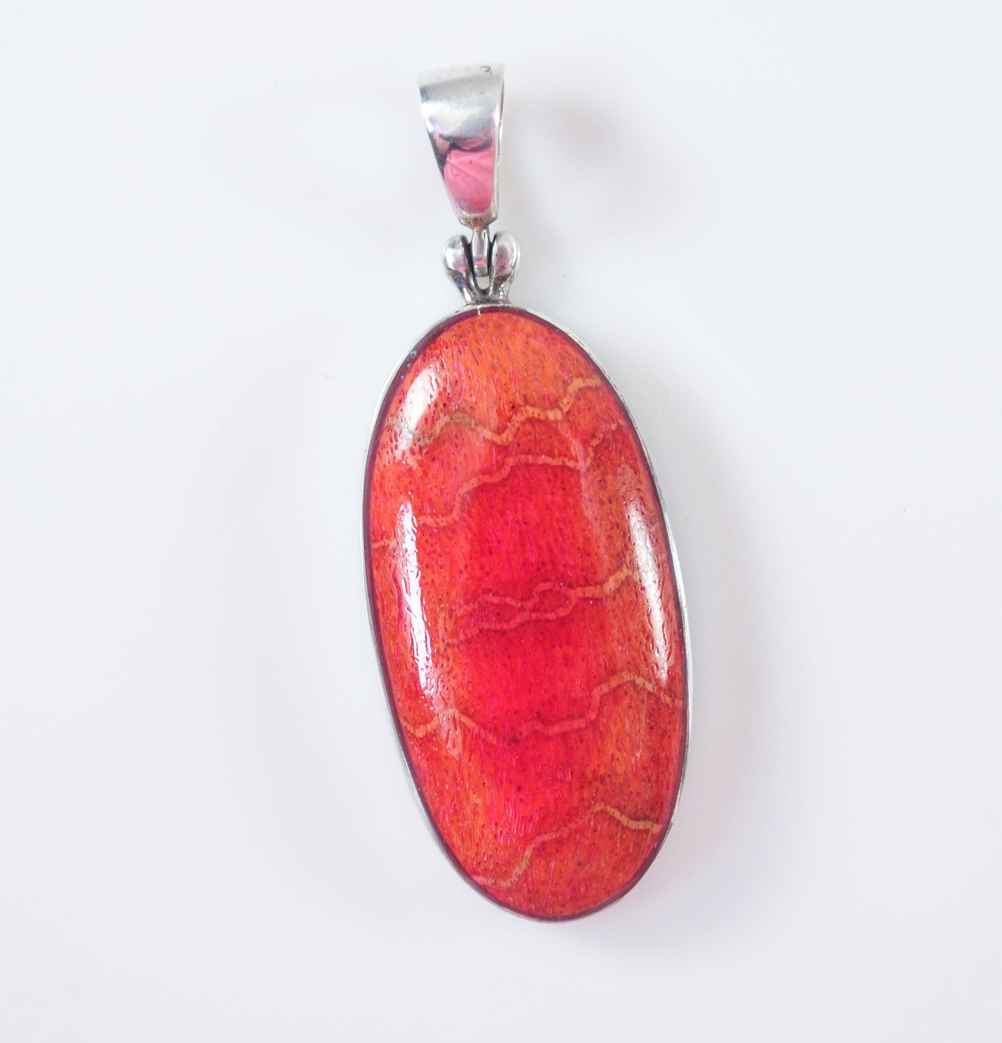 Sterling Silver Apple Coral Sun Pendant