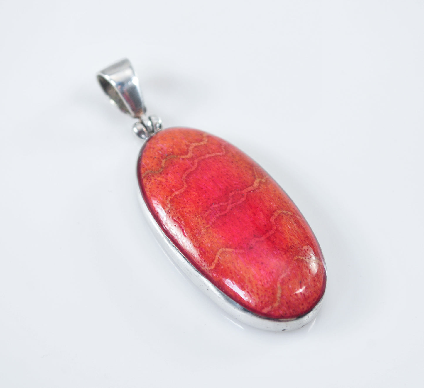 Sterling Silver Apple Coral Sun Pendant