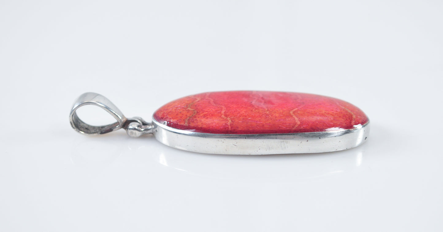 Sterling Silver Apple Coral Sun Pendant