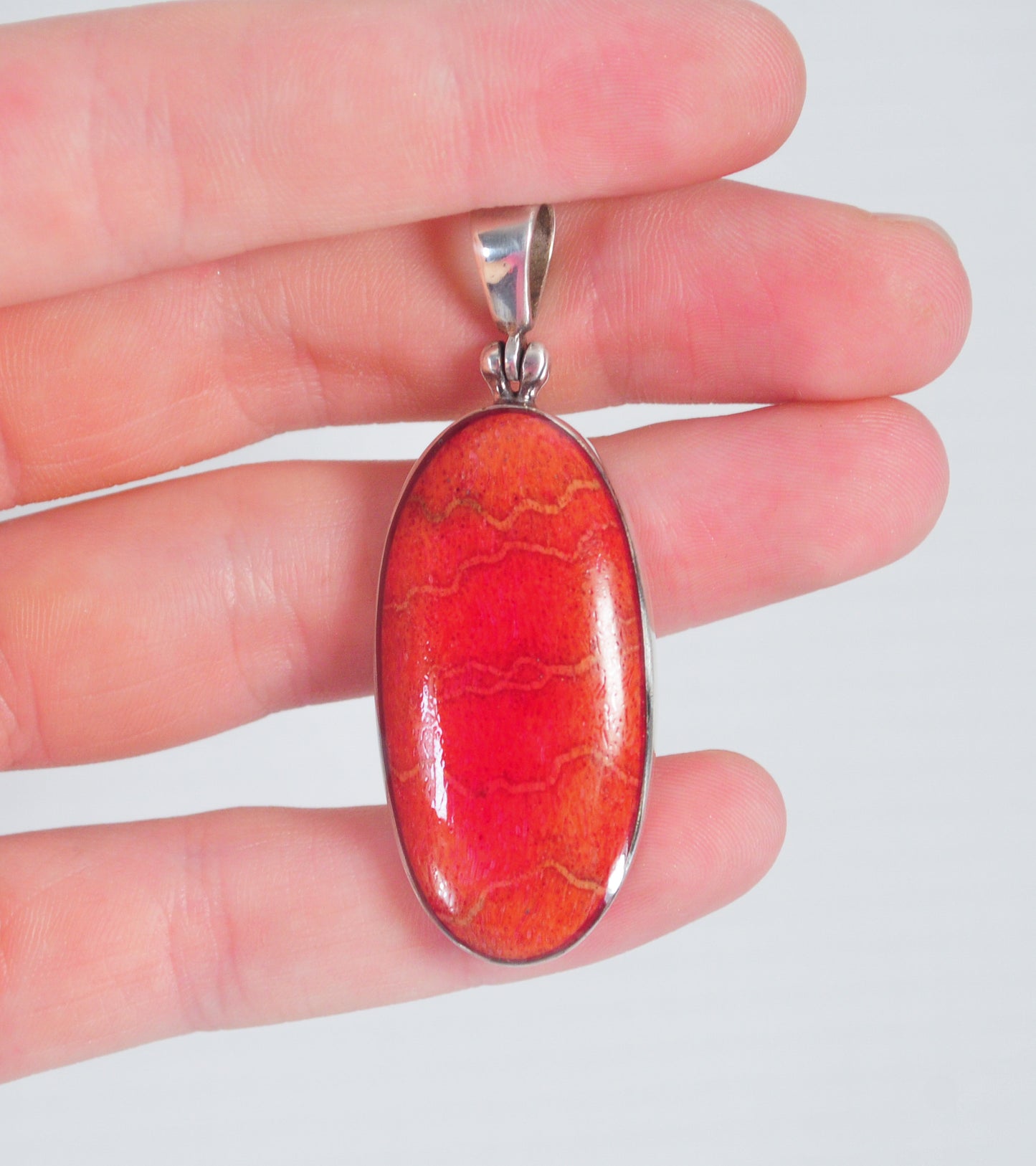 Sterling Silver Apple Coral Sun Pendant