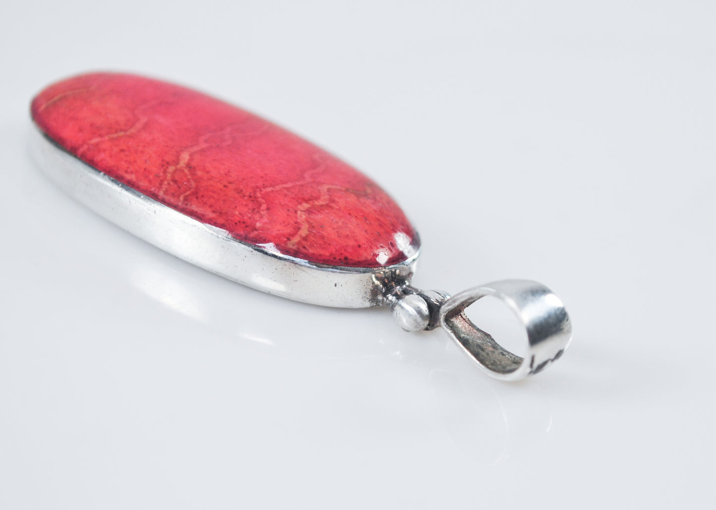 Sterling Silver Apple Coral Sun Pendant