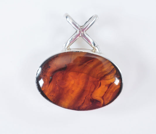 Taxco Sterling Silver Slider Amber Pendant