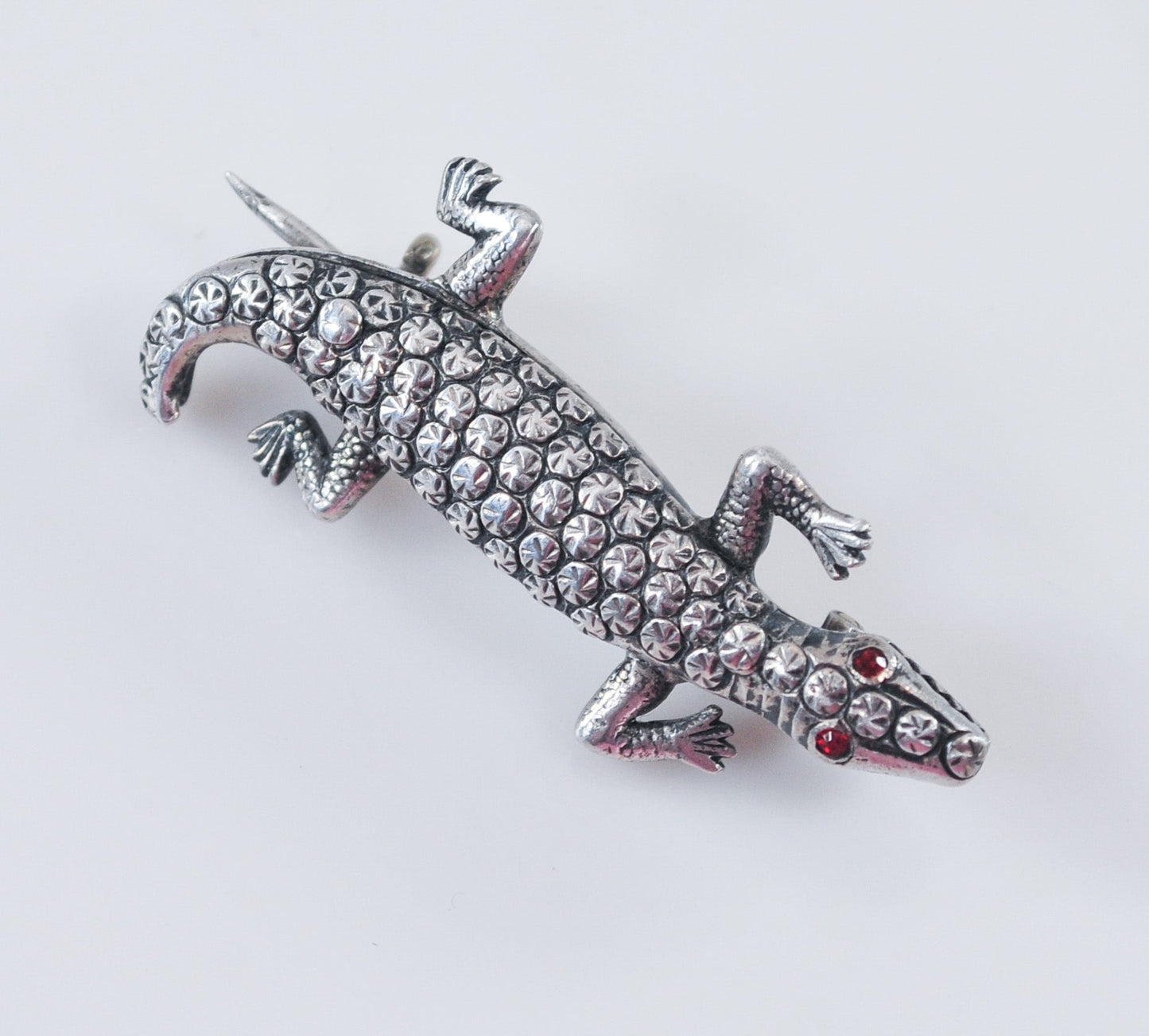 Early Native American Sterling Silver Lizard Brooch